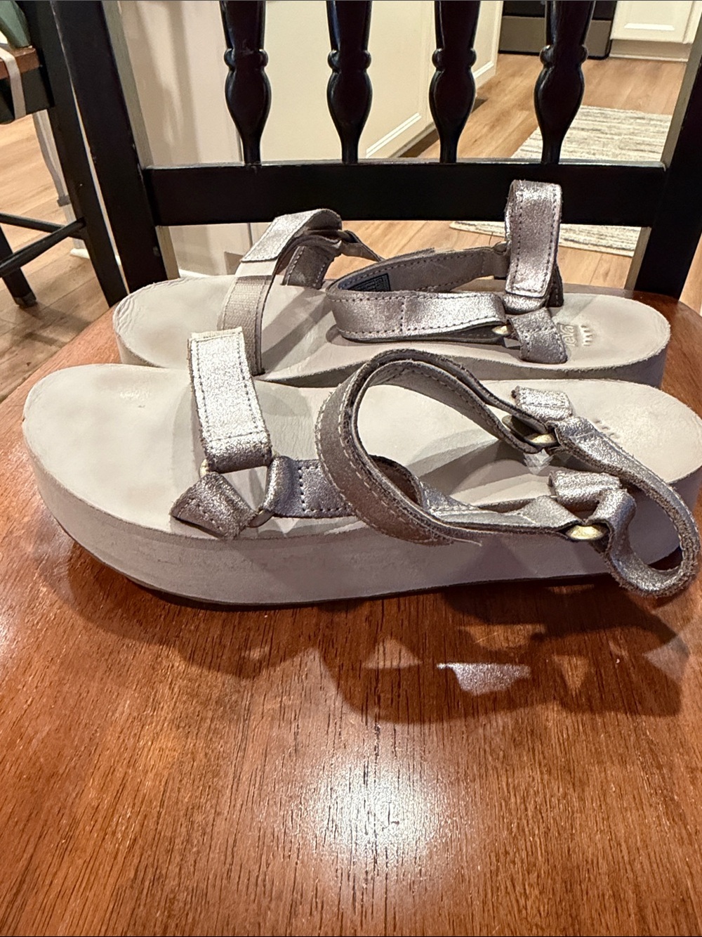 Teva Metallic Silver Platform Sport Sandals - Picture 2 of 6